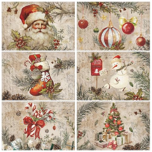 Hushee 6 Pcs Christmas Placemats 12x18 Ball Washable Table Mats Xmas