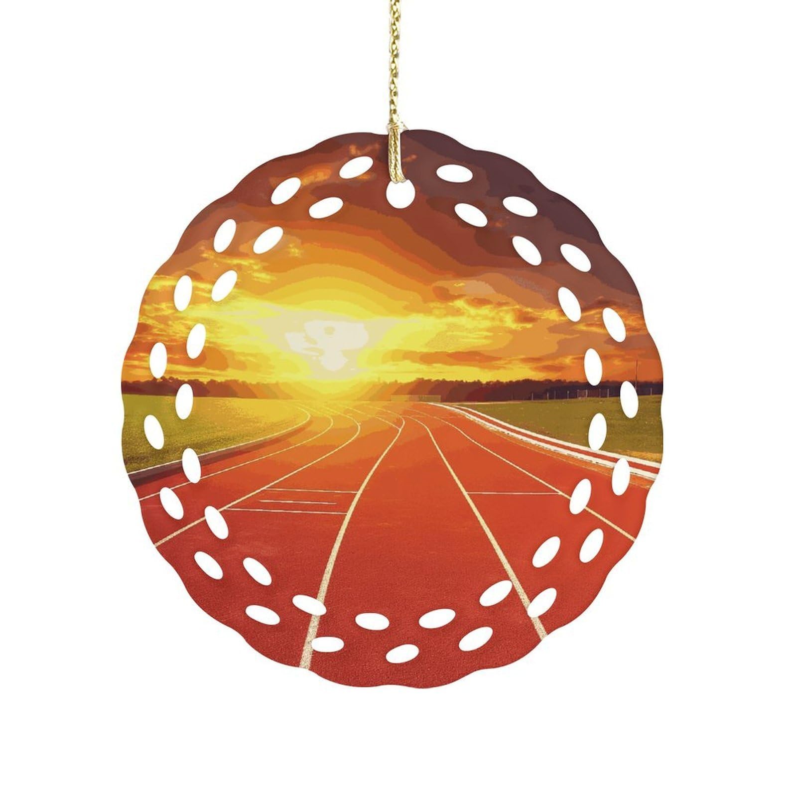 Wsoihfec Women's Style Running Track Sunset Hanging Ornament 3 Inch Round,1-Pack,Xmas Decor -Two-Sided Printed,Friend Ornament Gifts For Friends Coworker Sisters