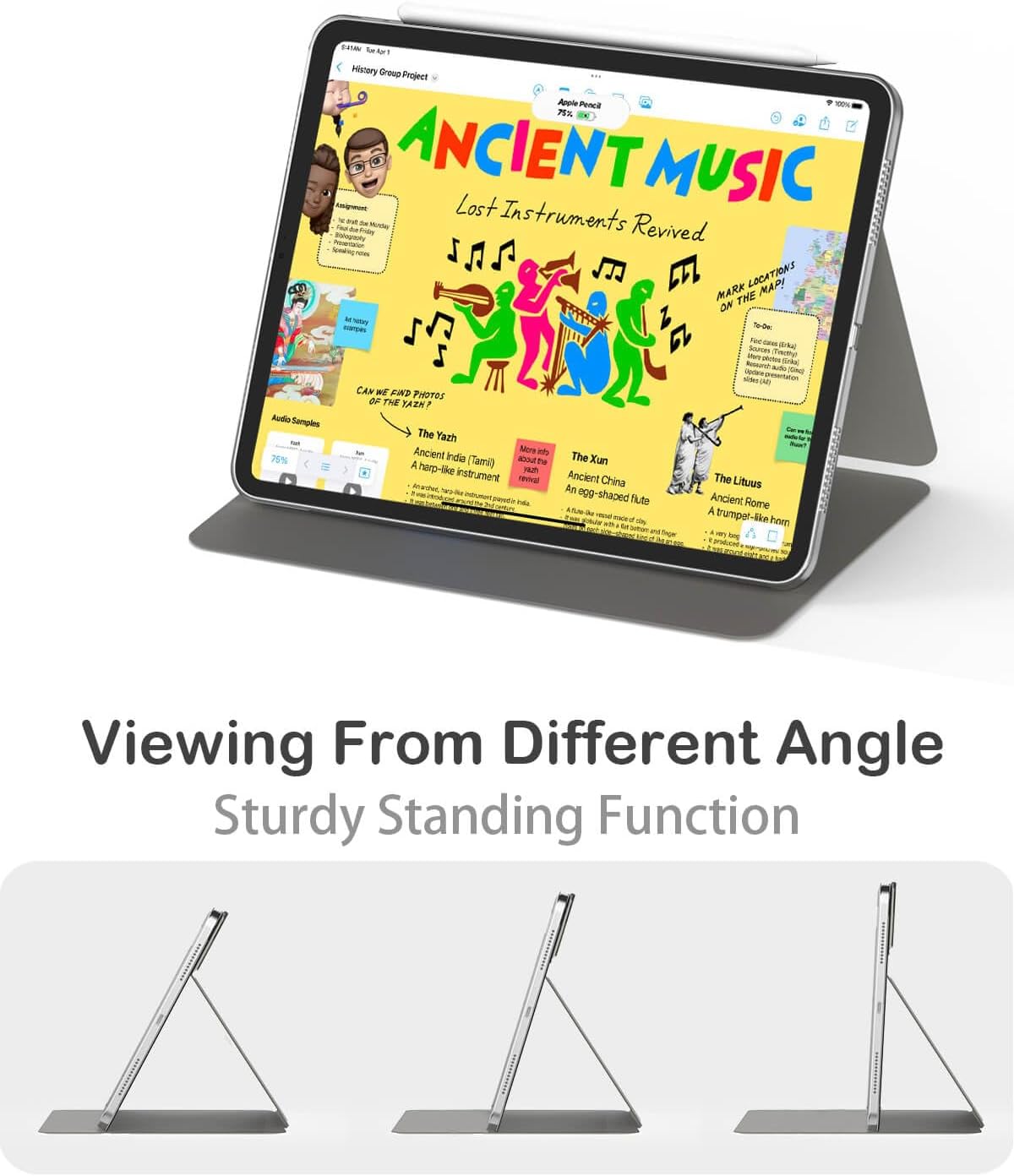 Feams for iPad Air 11 inch Case M3/M2 (2025/2024), iPad Air 5th/4th Gen 10.9 Inch 2022/2020, V-Fold Standing Magnetic Detachable Clear Back Case with Landscape Portrait Mode & Auto Sleep, Cream White - Image 8