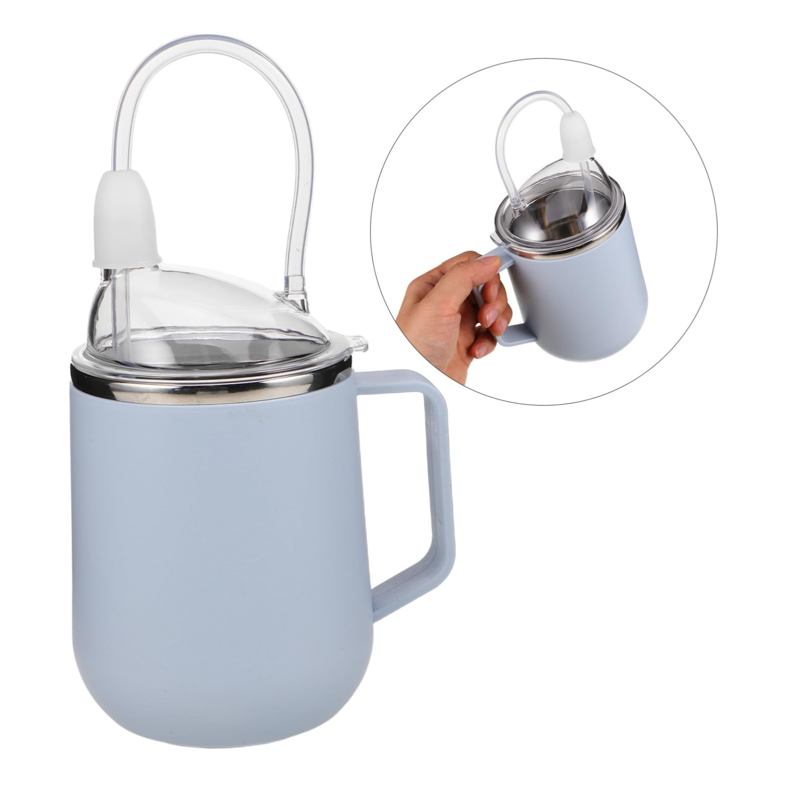 Beaupretty Pflege -Schluckbecher Spill Proof Strohbecher Auslaufsicherer Trinkbecher für Erwachsene älterer älterer Trinkbecher Stillstrohbecher Grinktflaske Edelstahl 304 Himmelblau