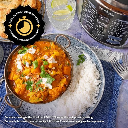 Foto von Crockpot Turbo Express Multikocher | 14-in-1-Zubereitungsmöglichkeiten | Schongarer, Dampfreiniger, Schnellkochtopf & mehr | 5,6 l (mehr als 6 Personen) | CSC062X