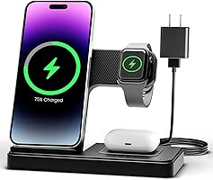 Wireless Charger iPhone Charging Station: 3 in 1 Charger Stand Multiple Devices for Apple - iPhone 16e 16 15 14 Pro Max...