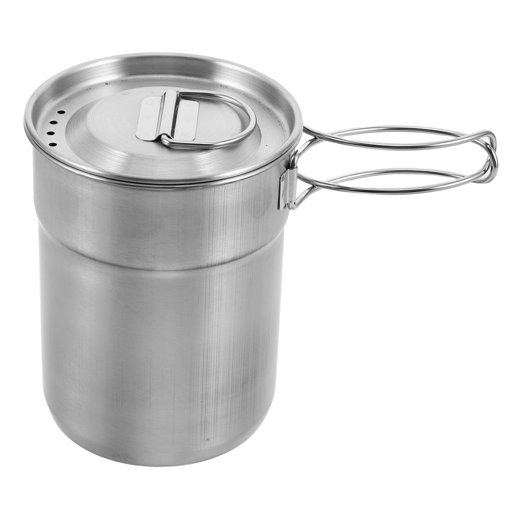 Abaodam Edelstahl Becher 2 Stück mit Klappbarem Griff, Silber, Rund | Aluminiumbecher, Faltbarer Kaffeebecher, Latte Tassen, Kleiner Campingtopf, Isolierte Trinkbecher, Oktoberfest Deko