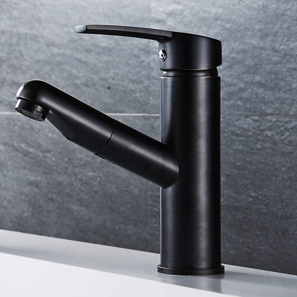 Robinet de cuisine doré noir en acier inoxydable avec mitigeur de lavabo