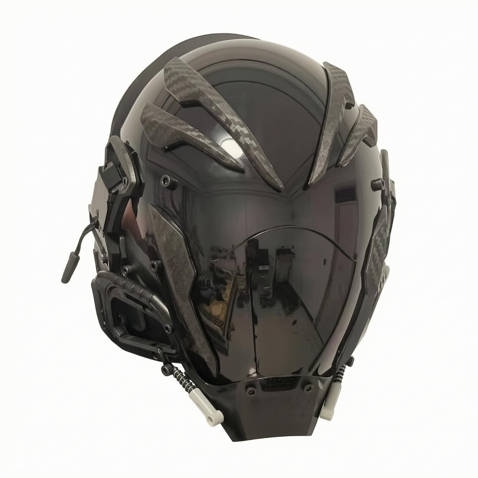 Amagogo Copricapo per Travestimento con Visiera Opaca E Dettagli Geometrici Meccanici in Pc Adatto per Eventi Cosplay Halloween E Convenzione Fantascienza, Versione Strisce, Taglia Unica