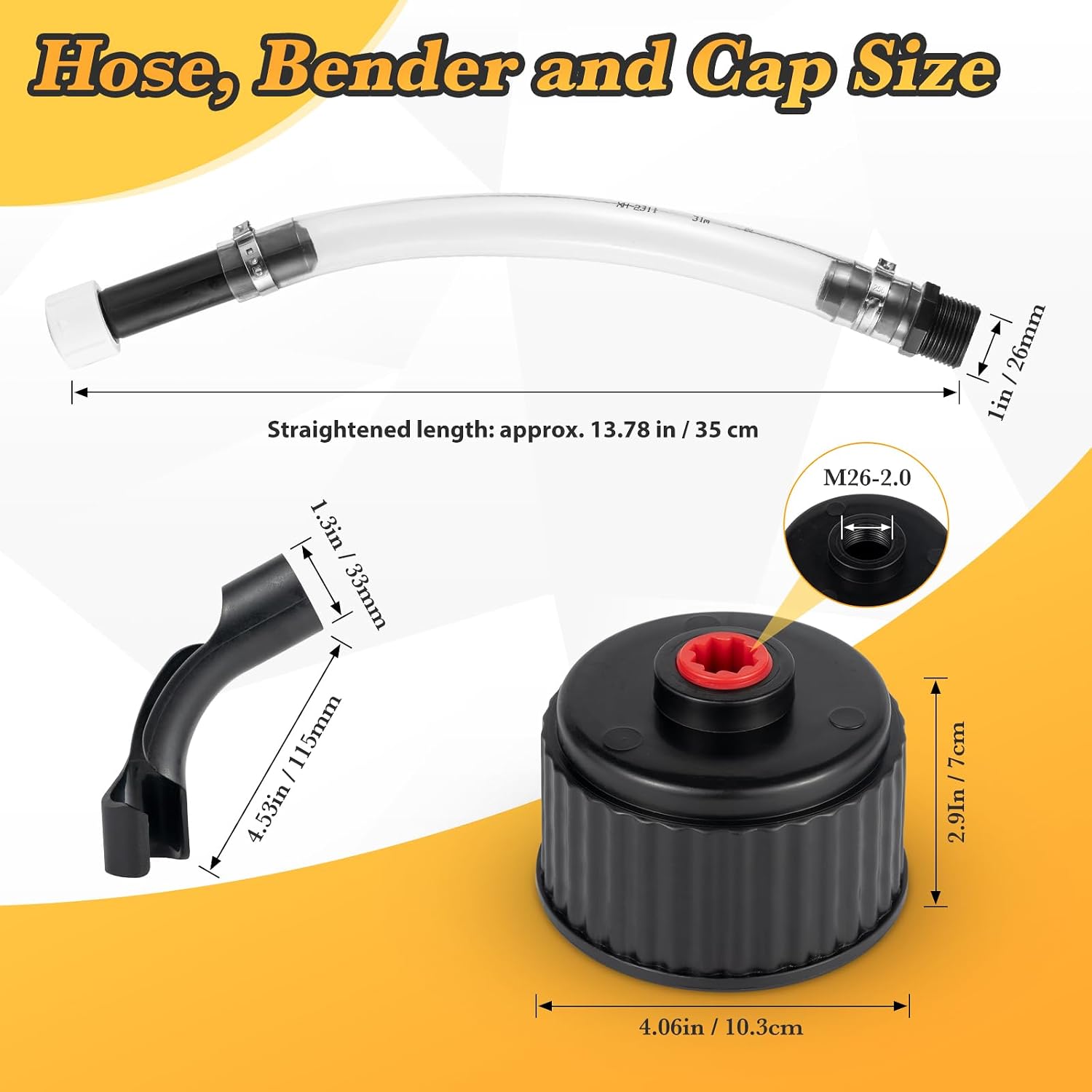 Gas Cans Hose Kit, 4 Racing Vp Fuel Jug Hoses with 2 benders and 2 caps, Racing Jugs Hose Quick Fill Spout Replacement, for Gas Cans, Racing Vp Fuel Jug and 5/5.5 Gallon Jugs