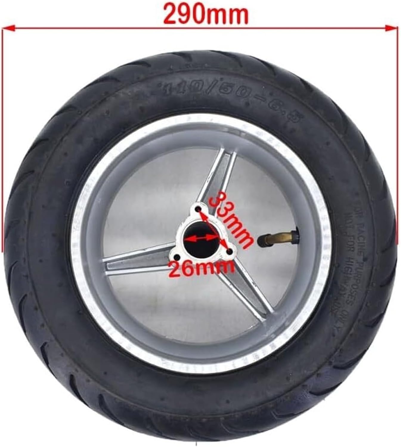 Single Wheel Rim+tire 110-50-6.50 90-65-6.5 Rear, 49cc For Bicycles(90-65-6.5)