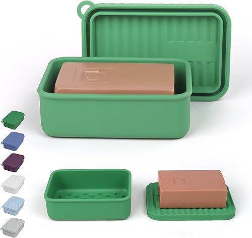 Estuche de viaje extra grande a prueba de fugas para champú y acondicionador con capa de drenaje, mantiene el jabón seco, para viajes prolongados,