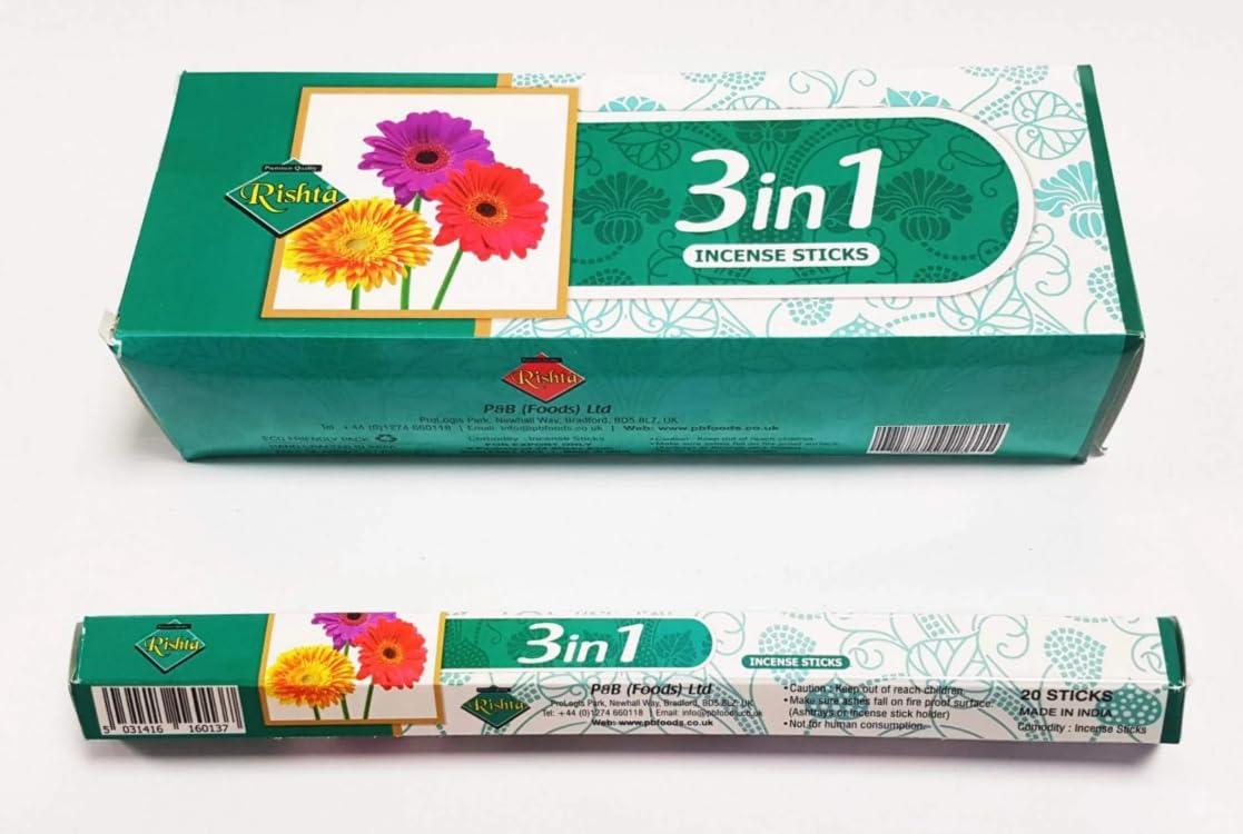 One Stop Dealers Rishta Agarbatti 3 In 1 | Premium Incense Sticks For Meditation, Relaxation & Home Fragrance | Long-Lasting Aroma & Pure Fragrance - 20Stk (Pack Of 6)