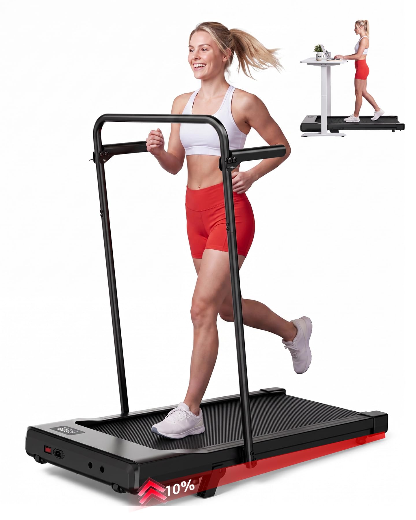 Superun Tapis Roulant Salvaspazio Pieghevole 1-12km/h con Inclinazione 10% Tapirulan Elettrico Pieghevole 3 0 CV Mini Walking Pad Massima di 136 kg Schermo LED Telecomando Controllo tramite APP