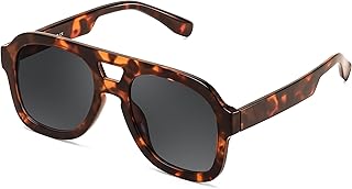 FEISEDY Vintage Aviator Sunglasses Double Bridge Women Men Large Square Thick Frame Trendy Eyewear UV400 B2846