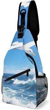 Messenger Backpack Albatrosses in The Sky Printed Shoulder Bag Suitable for Mountaineering Running Fitness Shopping And Cycling