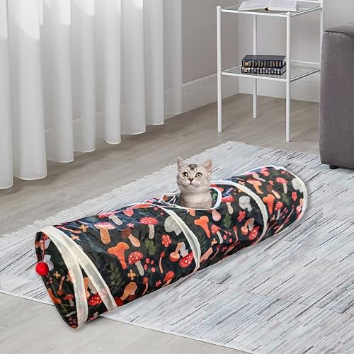 Vista 34 de Sheldamy Túnel para gatos, túnel de juego plegable de 2 vías, laberinto de juguete interactivo para animales pequeños, rojo y negro 2 vías rojo