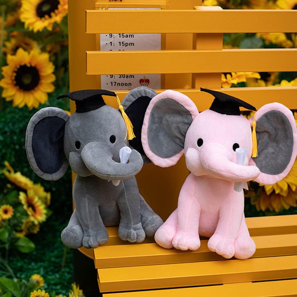 TOYANDONA Plush Stuffed Elephant,Graduation Plush Animal Doll Toy,Graduation Day Present Pet for Boy,Elephant Wearing Bachelor Hat Party Decoration,25CM - Image 3