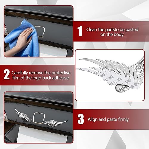 Miniatura 5 de 1 par de calcomanías de aleación de metal para automóvil, calcomanías de metal 3D, emblema de automóvil de alas de águila de halcón, calcomanías de