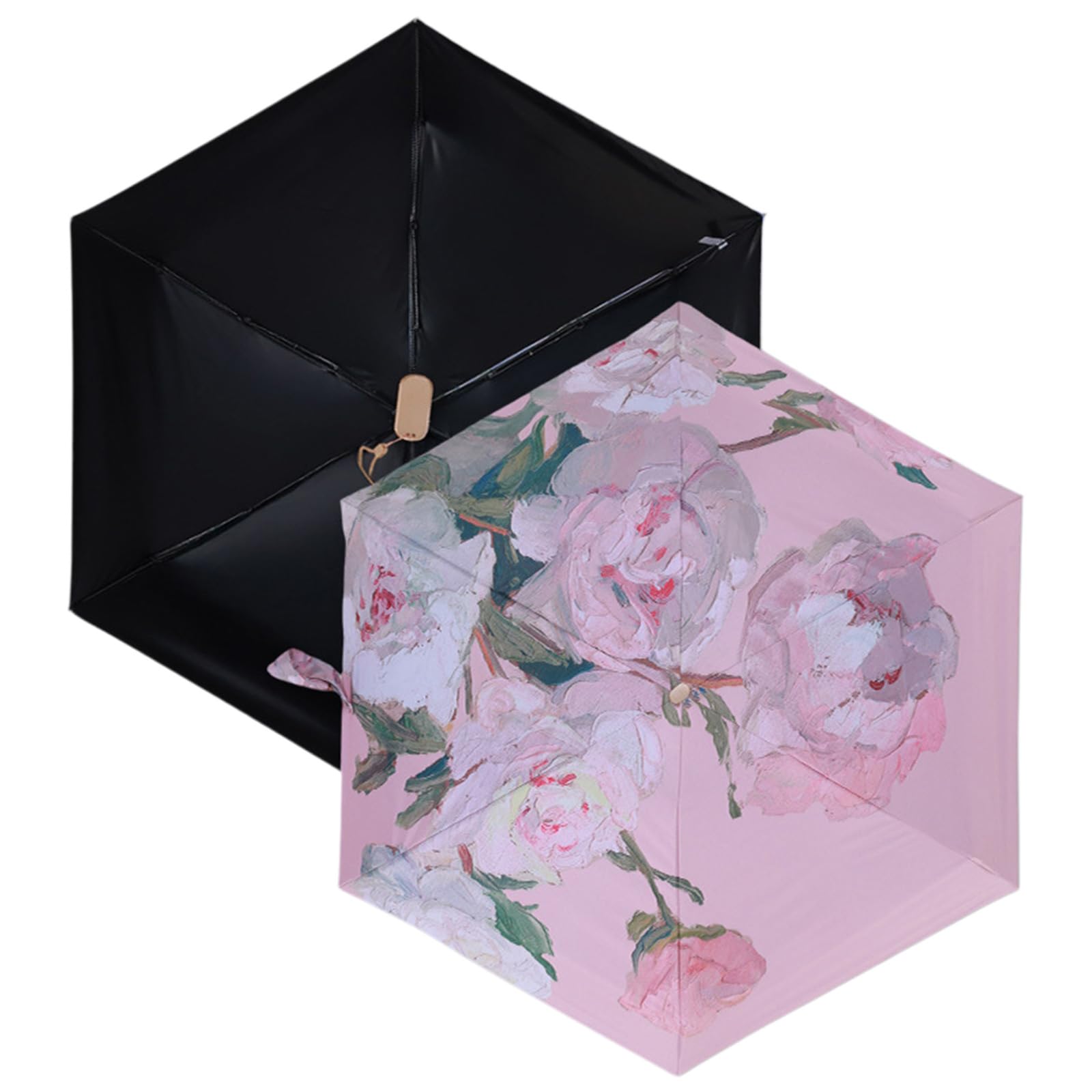 Jazuaiao Umbrella Small Windproof Oil Painting Folding Rain for Rain and Sun Travel Windproof Oil Painting