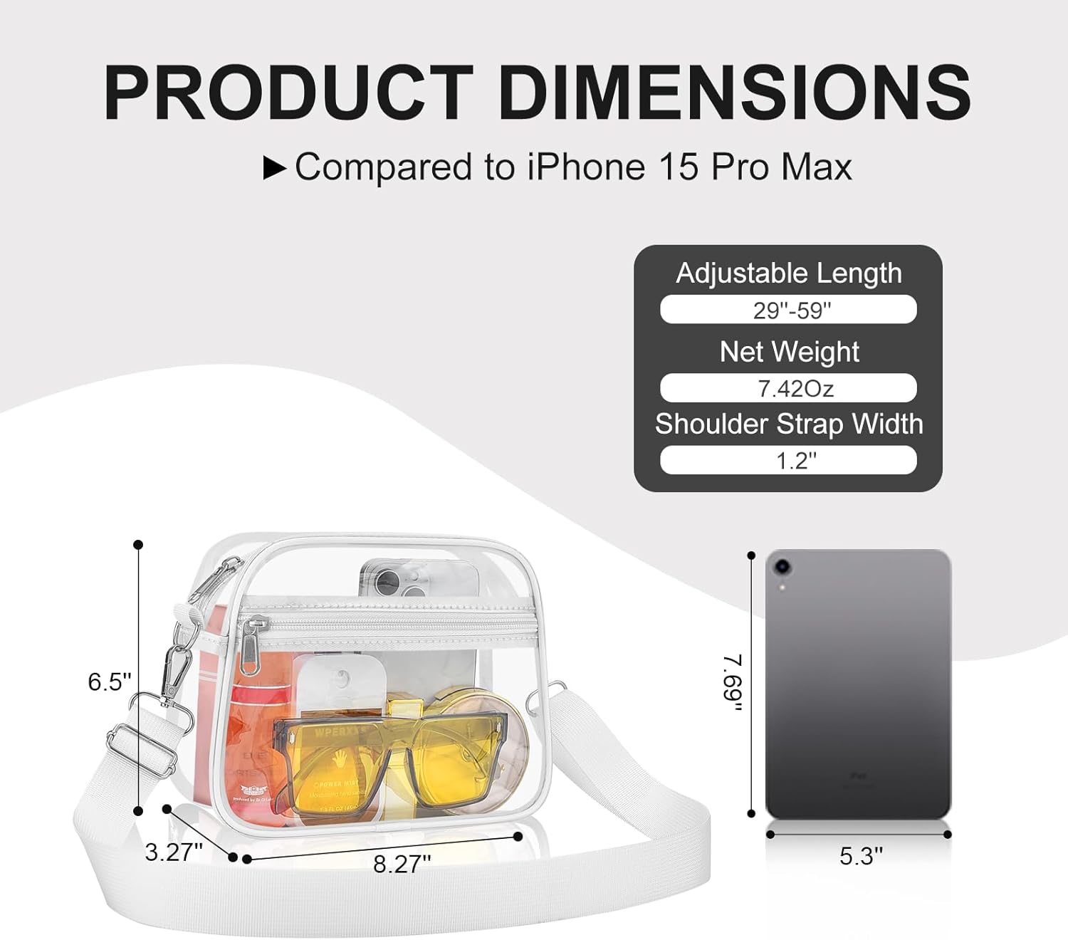 Clear Bag for Stadium Events Clear Sports Fan Handbags Purses with Adjustbale Strap for Concerts Festivals Game Day - Image 2