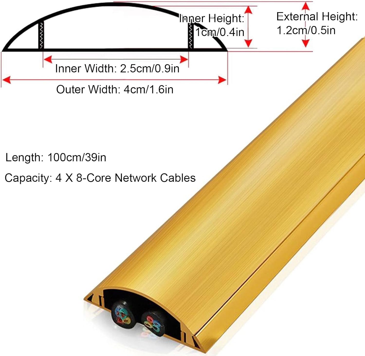 3.3ft Floor Cord Covers, Self Adhesive Extension Cord Hider, Prevent Trips, Cable Management for Offices, Gyms, Exhibitions(Black,4 * 1.2cm/39 * 1.6 * 0.5in)
