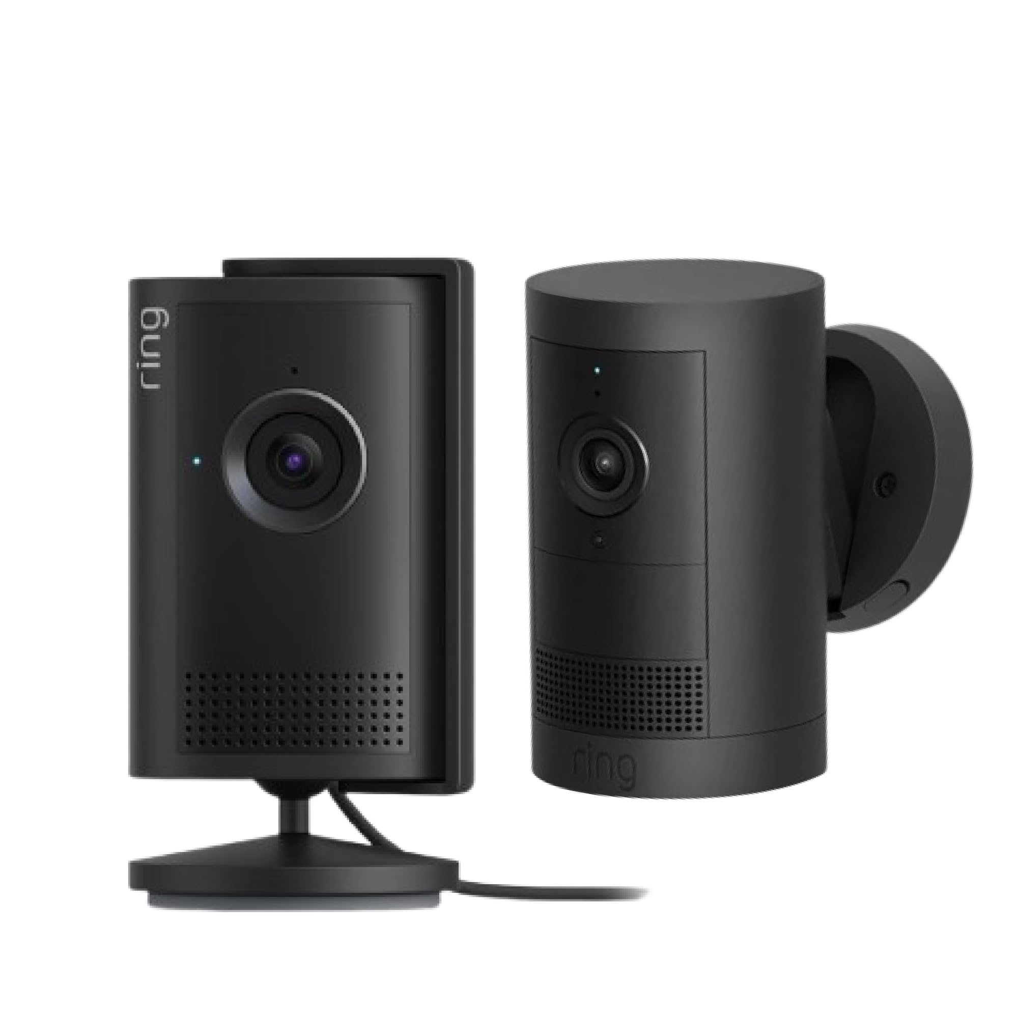 Ring Videocamera interna Plus (ultimo modello) con Videocamera esterna Plus | Videocamera di sicurezza plug-in | Retinal 2K, zoom ottimizzato 4x| Prova gratuita di 30 giorni del piano Ring Home