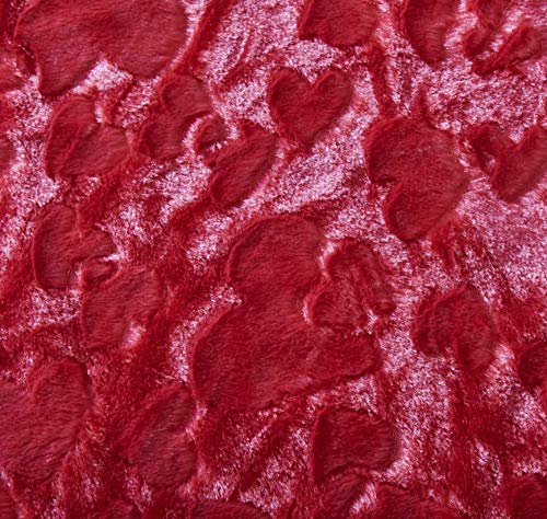 Dada Bedding Dreamy Romantic Valentine's Faux Fur Red Throw Blanket - 2 Person Hearts In Love Plush Sherpa Backside - Cozy Warm Soft Embossed Pomegranate - Large Queen Size Blanket 90" X 90" #TOP2