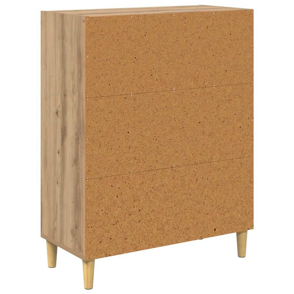 Aparador de madera de roble Artisan, 69,5 x 32,5 x 90 cm, con estantes y superficie resistente a las manchas para comedor y sala de estar, mueble de pie con robusto