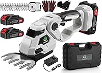 Nicklaua Cordless 2-in-1 Hedge Trimmer & Grass Shears with 2 Batteries, Adjustable Angle, Grass Box for Lawn & Garden