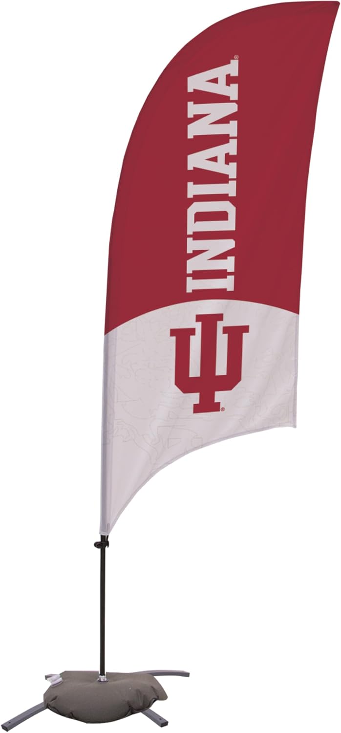 Indiana Hoosiers College Sports Printed Feather Flag - NCAA Licensed - Super Polyester - School Banner (Red, White) (7.5' Cross Base)