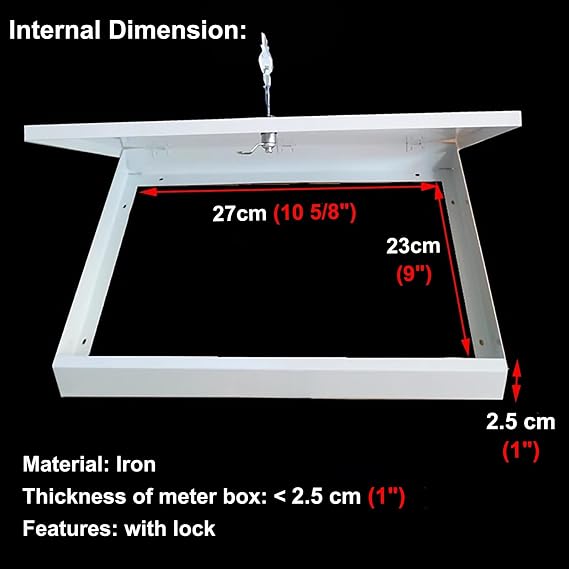 Lockable Electricity Meter Box Cover with Key, Metal Breaker Box Covers Large for Outdoor/Indoor, Decorative Fuse Box Cover Hide Wall(27cm(10 5/8))