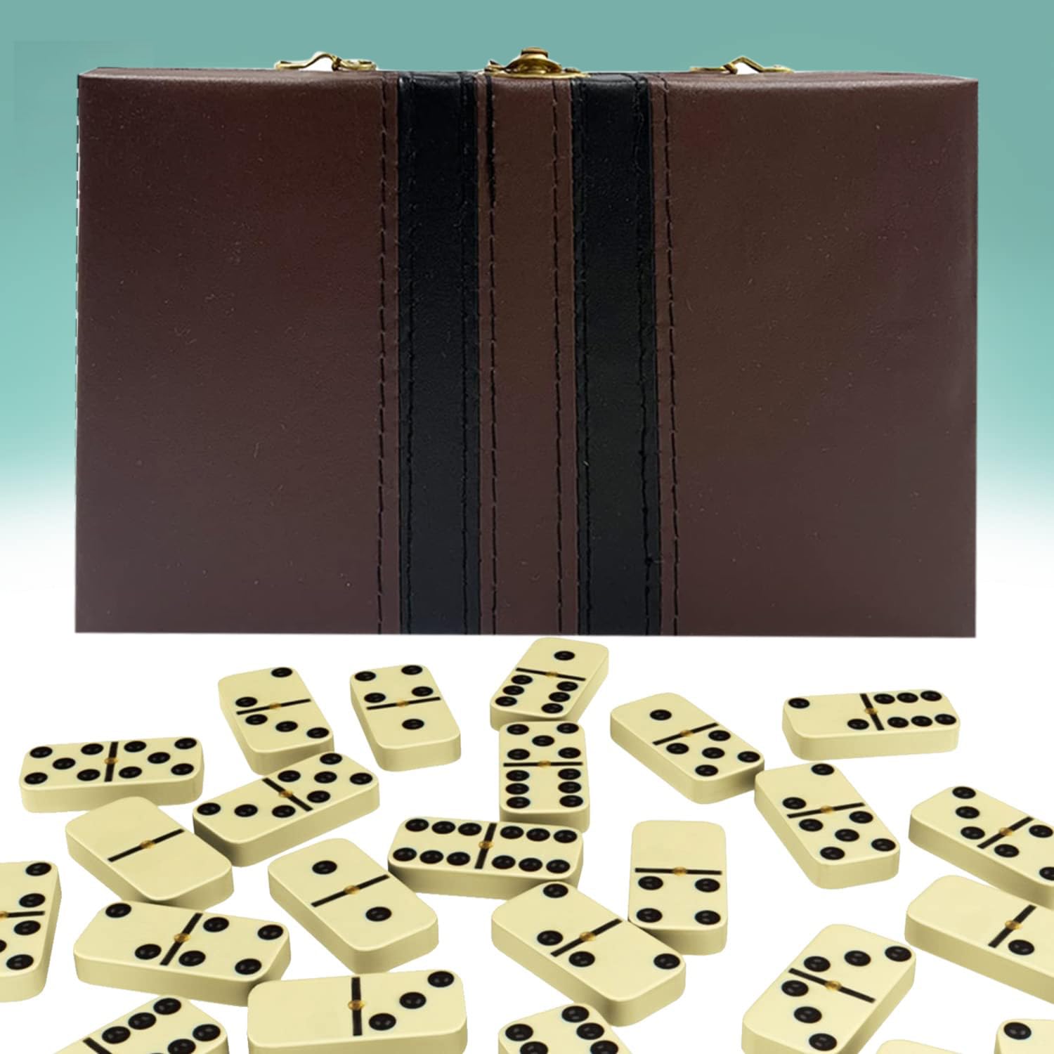 Smilejoy Dominoes Set per Adulto Doppio 6 Domino Game per Giochi Da Tavolo Classici Domino Gioco Set 28 Pezzi con Caso Legno Naturale (2 Giocatori