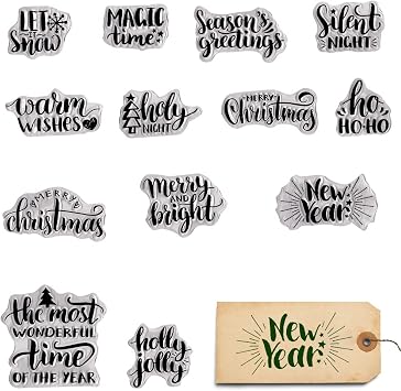 Christmas Clear Stamps for Card Making Christmas Blessing Words Clear Stamp Christmas Sentences Transparent Silicone Stamps for DIY Scrapbooking Supplies Embossing Paper Card Album Decoration Craft