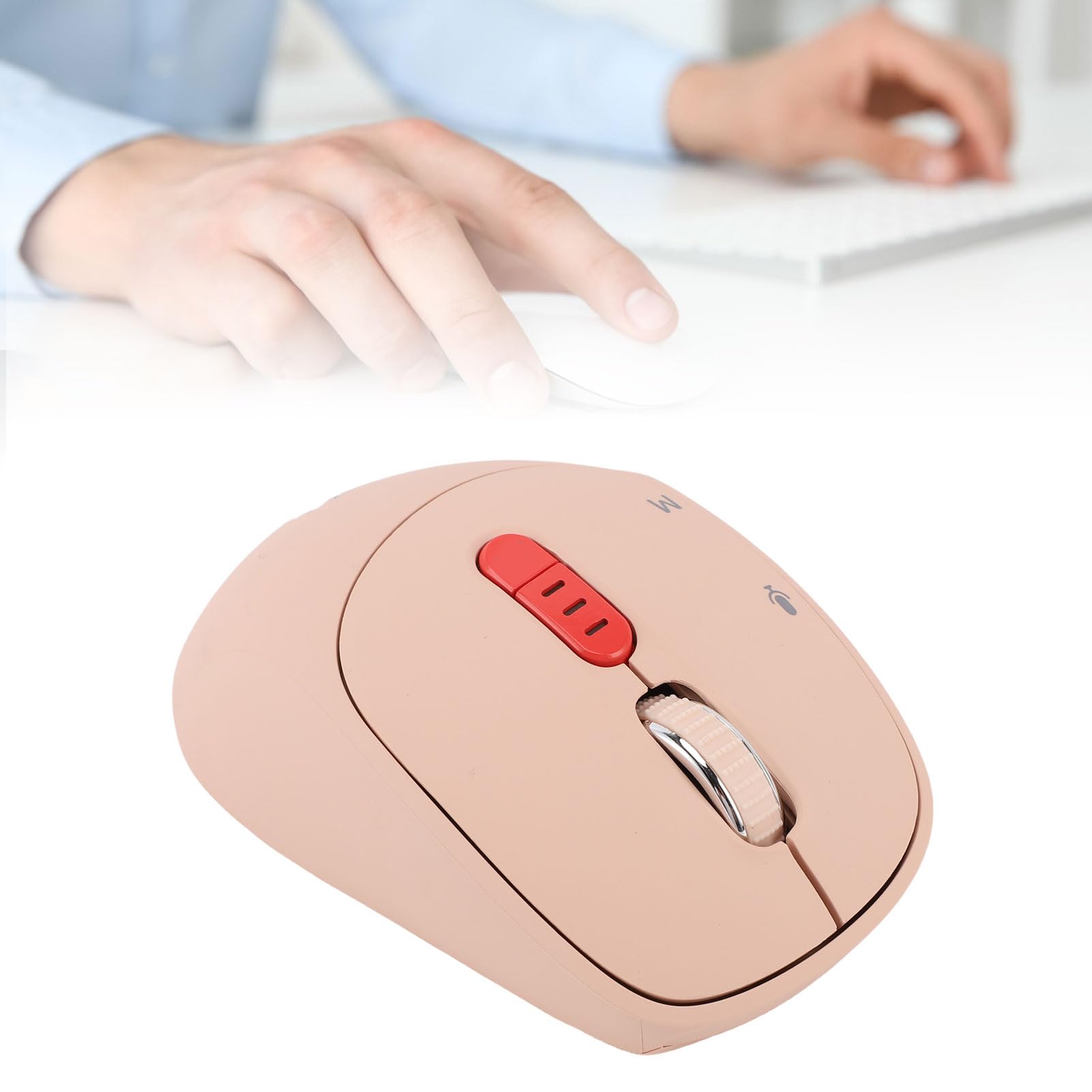 SENECESLI AI-Sprachmaus für ChatGPT, 6-in-1-Spracheingabe-Übersetzung, Leise, Ergonomische, Wiederaufladbare Bluetooth-Funkmaus mit Integriertem Mikrofon für Desktop-PC (Hell-Pink)