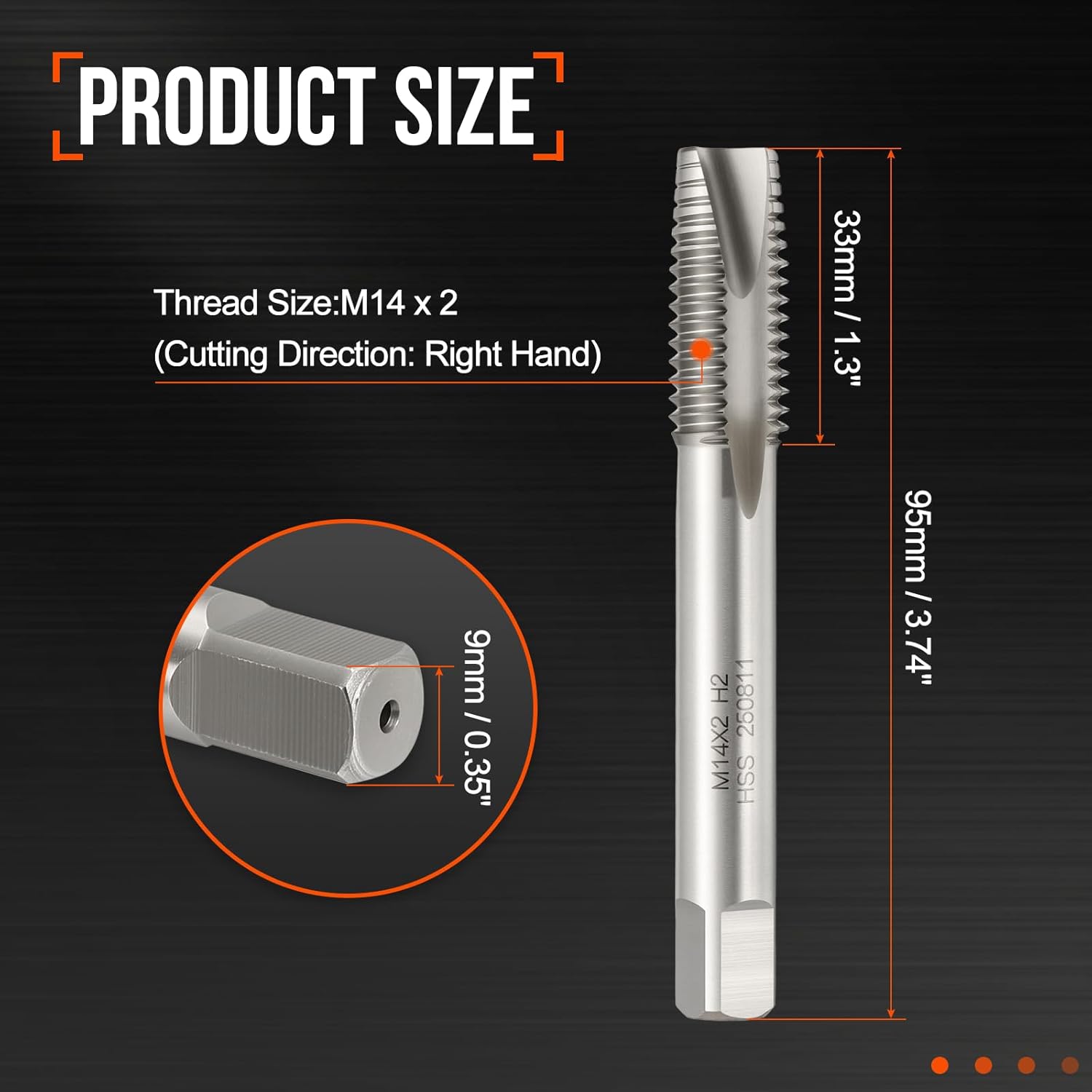 M14 x 2 Spiral Point Tap - M2 High Speed Steel Metric Right Hand Thread Tap Polished Finish Screw Thread Milling Machine Taps Threading Tapping