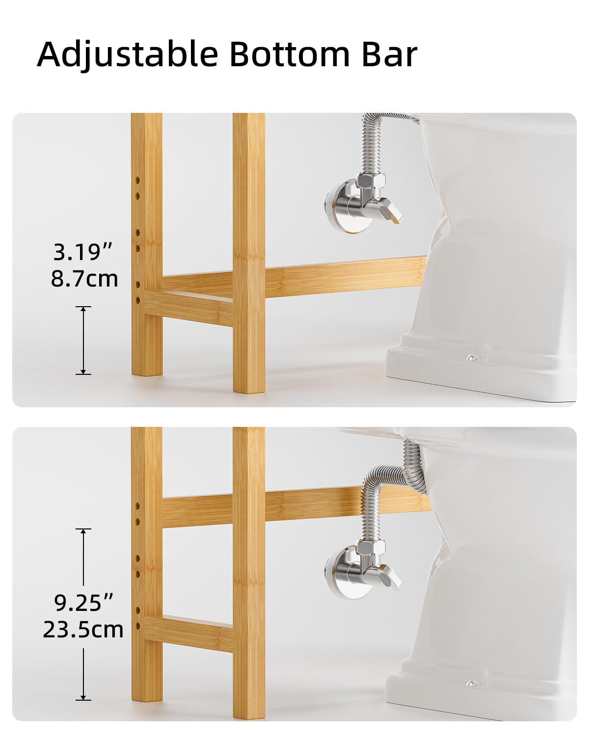SMIBUY Salle de Bains étagère de Rangement, Bamboo Over-The-Toilet Organisateur Rack, Toilettes autoportant Space Saver avec 3 Niveaux clayettes (Naturel)