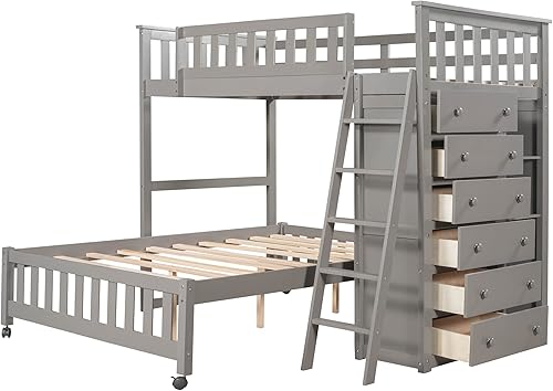 Miniatura 110 de Versatility - Litera individual sobre individual con escritorio y armario integrados, cama alta de madera maciza y plataforma independiente con