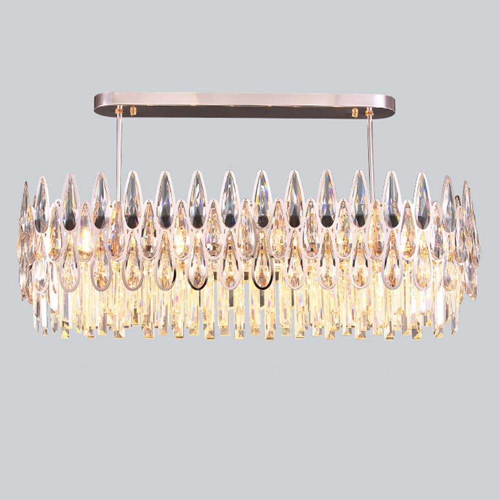 HXYSXHJUO E14 modern light luxury crystal chandelier, creative high grade lamp, for living room bedroom dining lamps and lanterns,oval 80cm