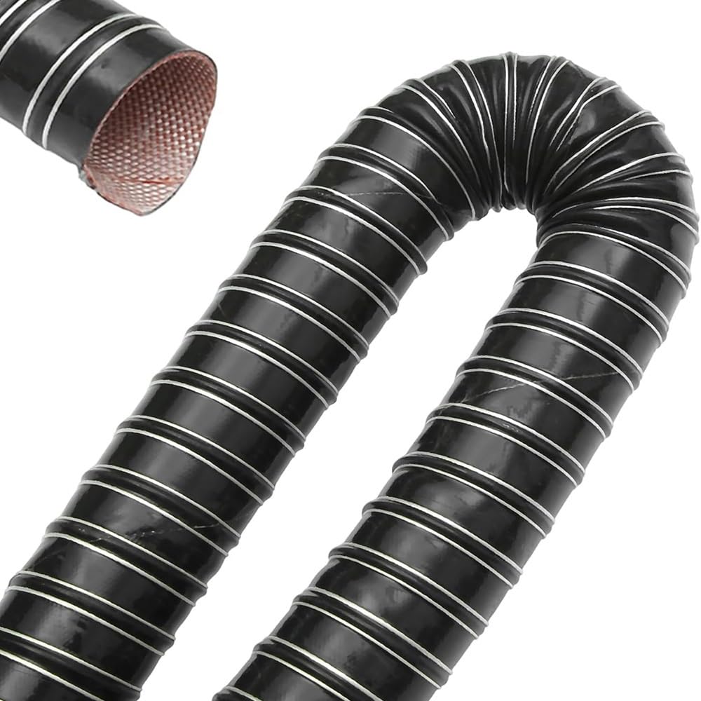Tubo flessibile ad alta temperatura per sfiato asciugatrice e aria automobilistica, 2 m (6,56 piedi) 51 mm (2 pollici), tubo nero diverse dimensioni: 25-305 mm opzioni