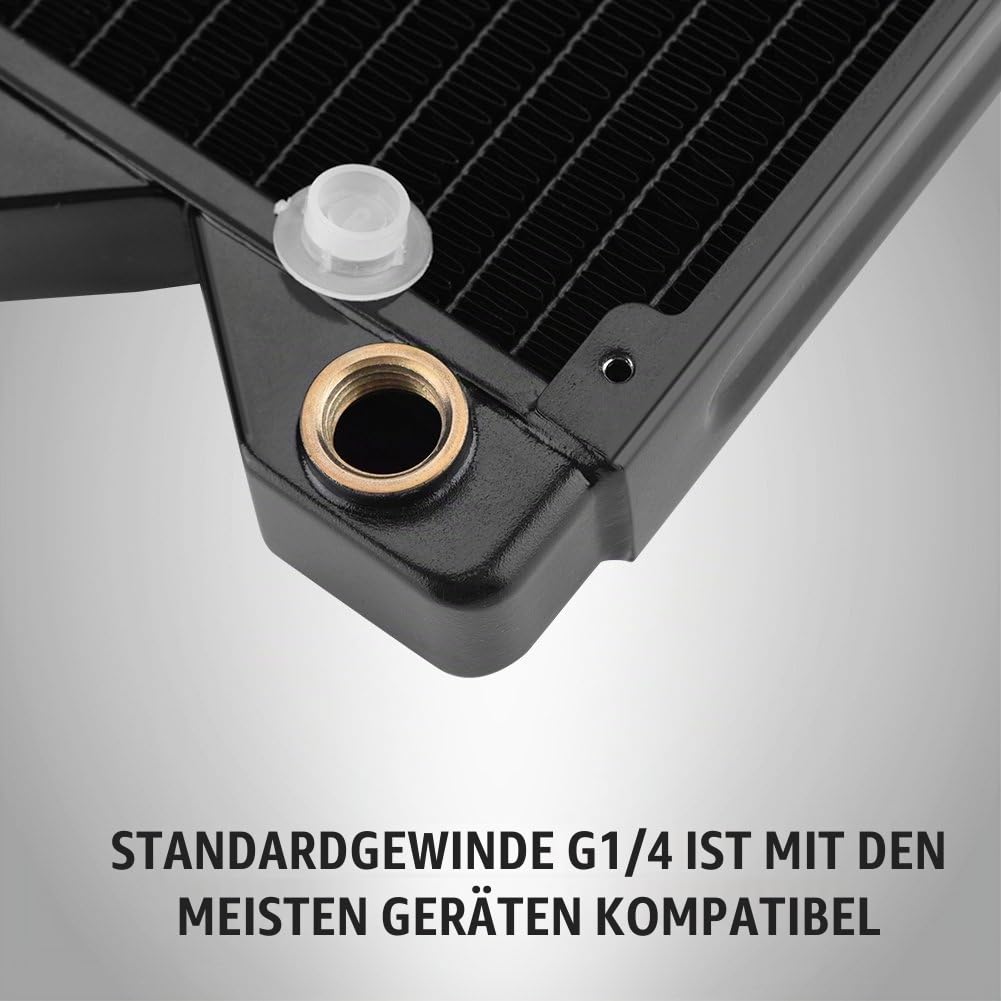 Richer-R 120mm/240mm/360mm Radiator, Kupfer G1 / 4 Gewinde PC Wasserkühlung Heizkörper,Wärmetauscher Schnelle Kühlkörper Radiator für PC Wasserkühlung industrielle Wasserkühlung usw.(240mm)