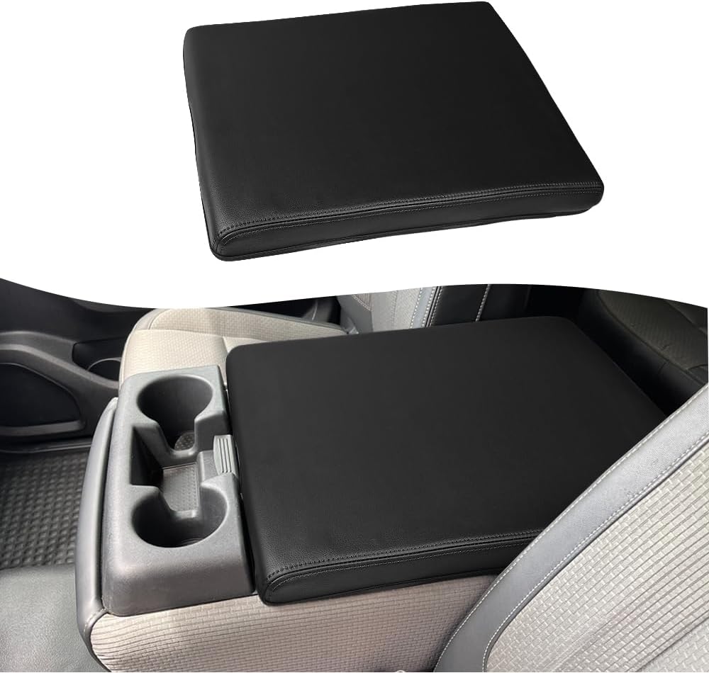 DEYTOP Center Console Cover for Nissan Titan 2004-2024 Accessories Armrest Cover for Nissan Titan Accessories Anti-Scratch Leather Armrest Pad Protector (Black with Black Stitches)