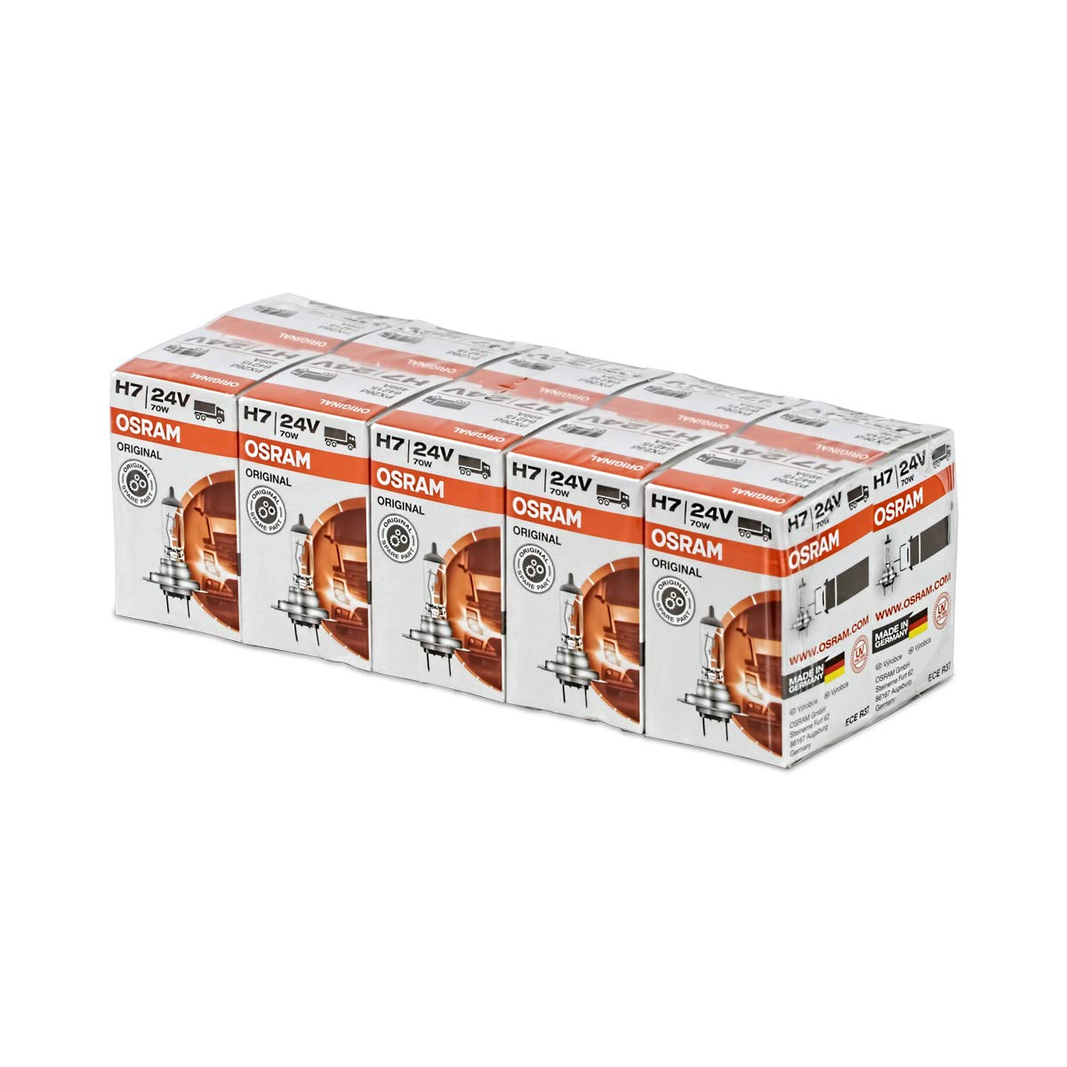 10 x Osram H7 Lampe 24V 70W E1 Made in Germany 24 Volt 70 Watt 64215 H7 lamp