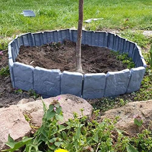 IEVEY 20 PCS Stone-Like Lawn Edging(5 Meter), Plastic Garden Edging, Garden Borders Edging, Freely Combinable Flower Bed Edging