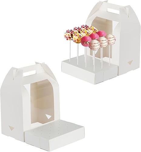 Miniatura 4 de Elegante paquete de 6 cajas blancas para tartas, solución de embalaje elegante para tus cake pops, soporte portátil y soporte de exhibición