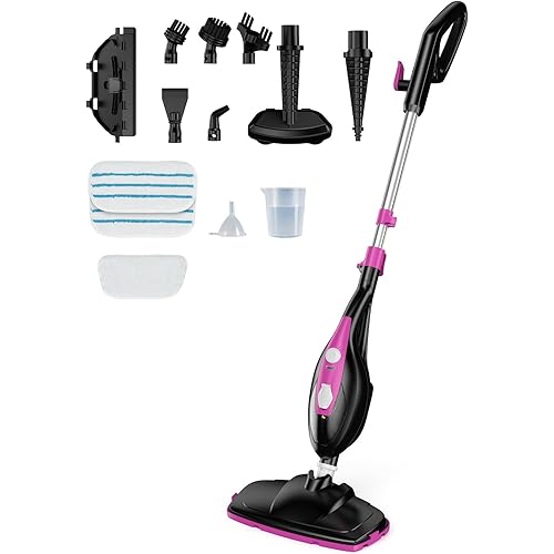 14-in-1 Steam Mop, 1550W Detachable Handheld Steam Cleaner for Floor Cleaning, 16.4 FT Cord, 2 Washable Pads, Multi-Purpose Floor Steamer for Hardwood, Carpet, Tile, Grout