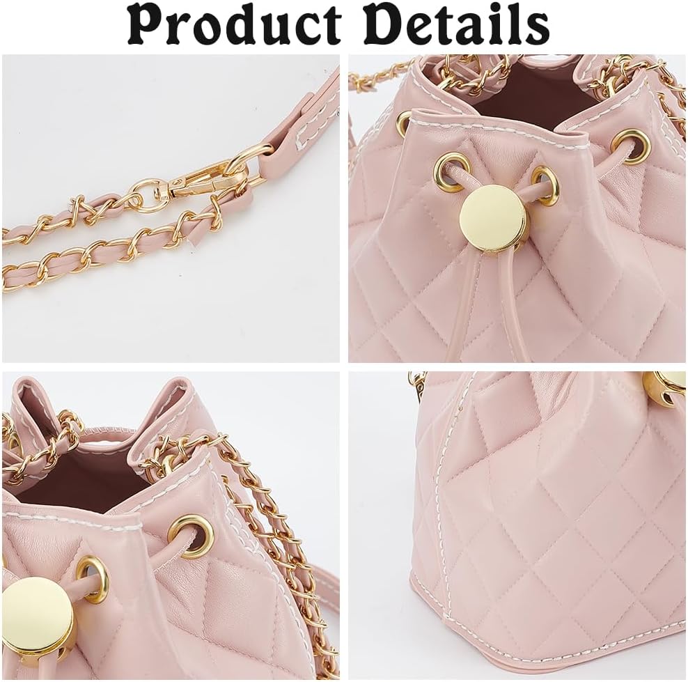 WADORN DIY PU Leather Bucket Bag Making Kit, Handmake Crossbody Bag Sewing Knitting Sets for Purse Making Handbag Making Materials Accessories for DIY Shoulder Bag Making, Pearl Pink