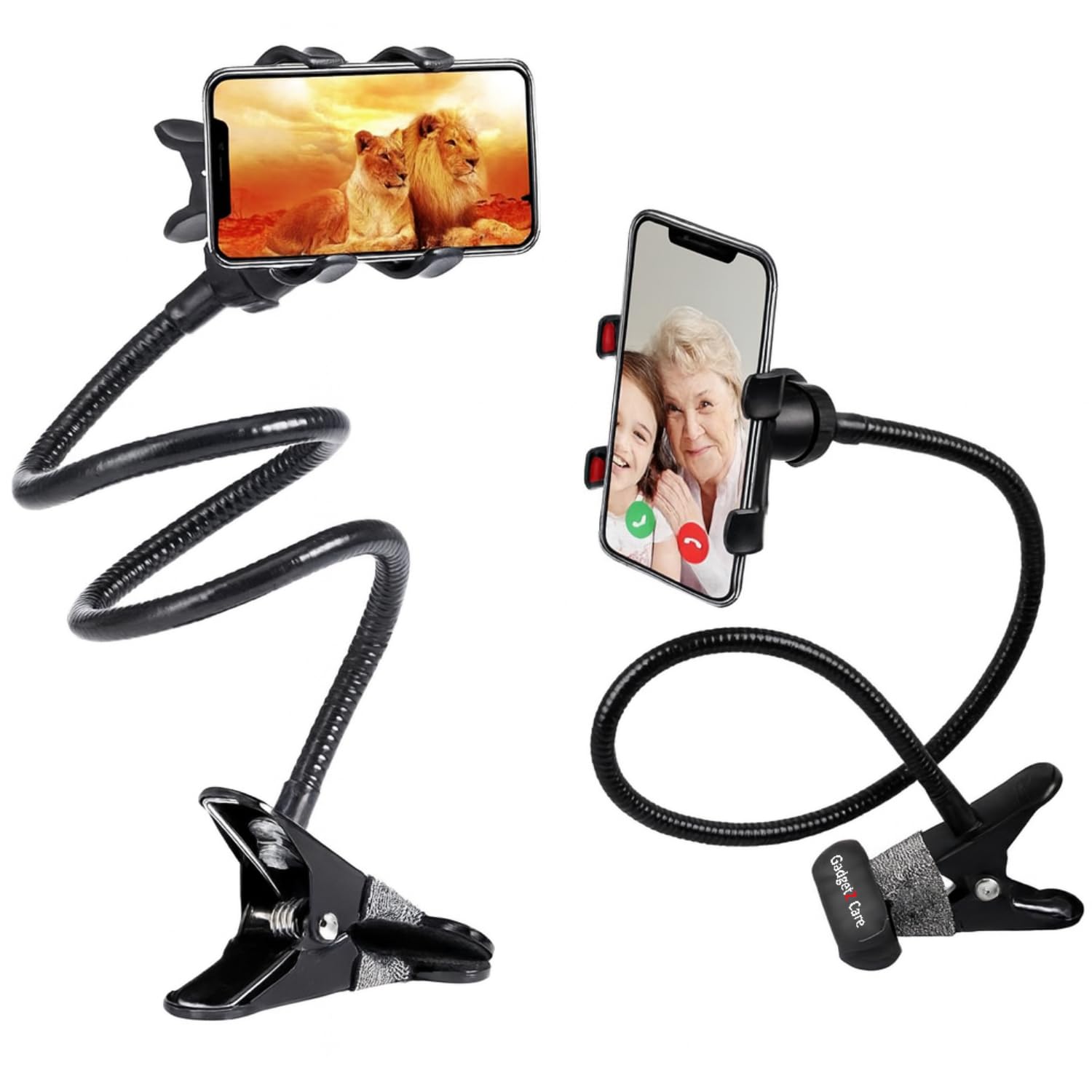 GadgetCare Metal Flexible 360° Mobile Stand – Heavy Duty Foldable Gooseneck Lazy Bracket with Clip Mount, Multi-Angle Adjustable Cell Phone Holder for Table, Bed, Office & Video-image-8