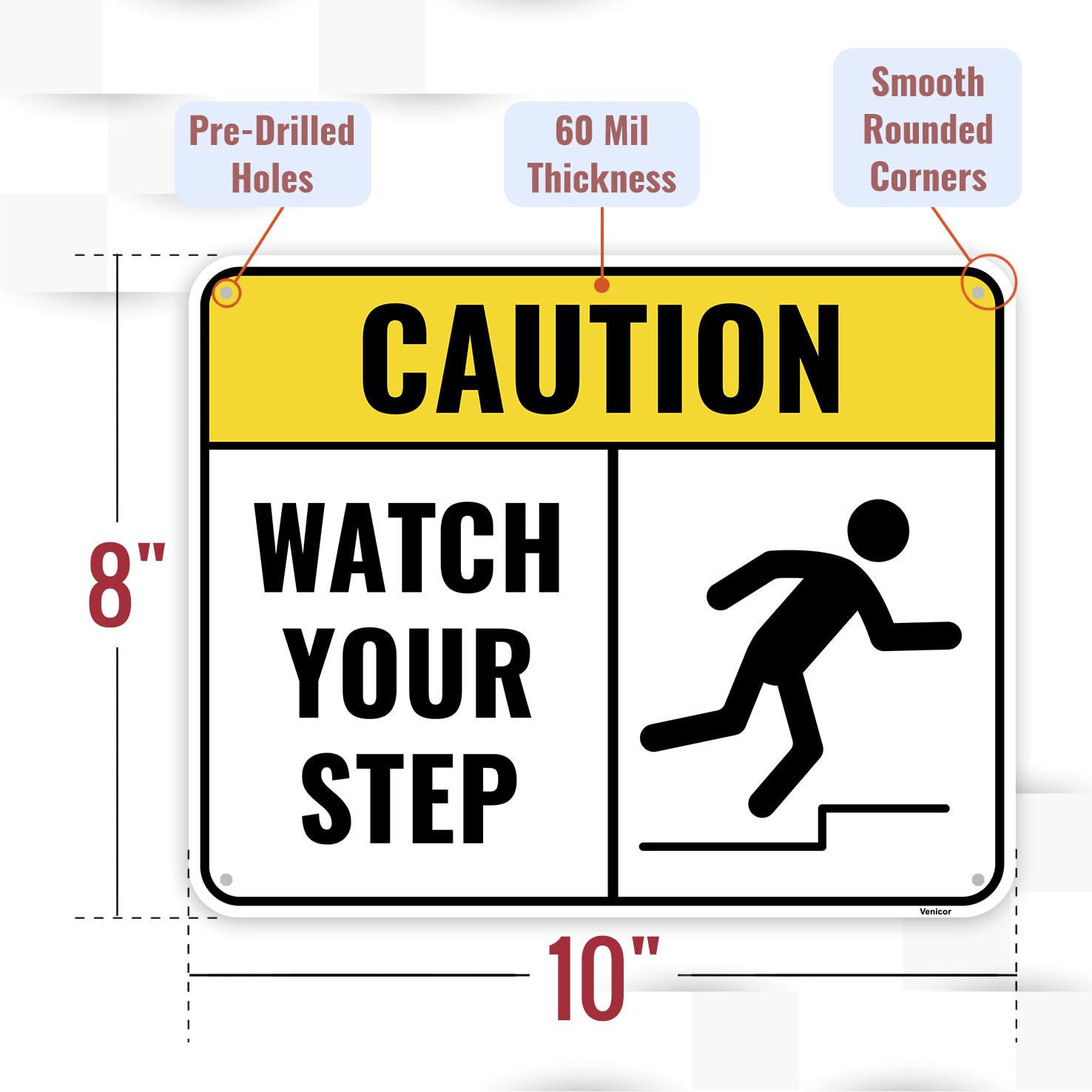 Amazon.com : 1PC Caution Watch Your Step Sign, 10 x 8 Inches - Aluminum - Safety Sign : Patio, Lawn & Garden for Free Printable Caution Watch Your Step Sign