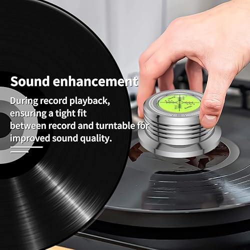 Miniatura 4 de Viborg LP528S - Estabilizador de peso de récord, nivel estroboscópico, 3 en 1, abrazadera de vinilo LP de 9.88 oz (9.9 onzas) con nivelación de