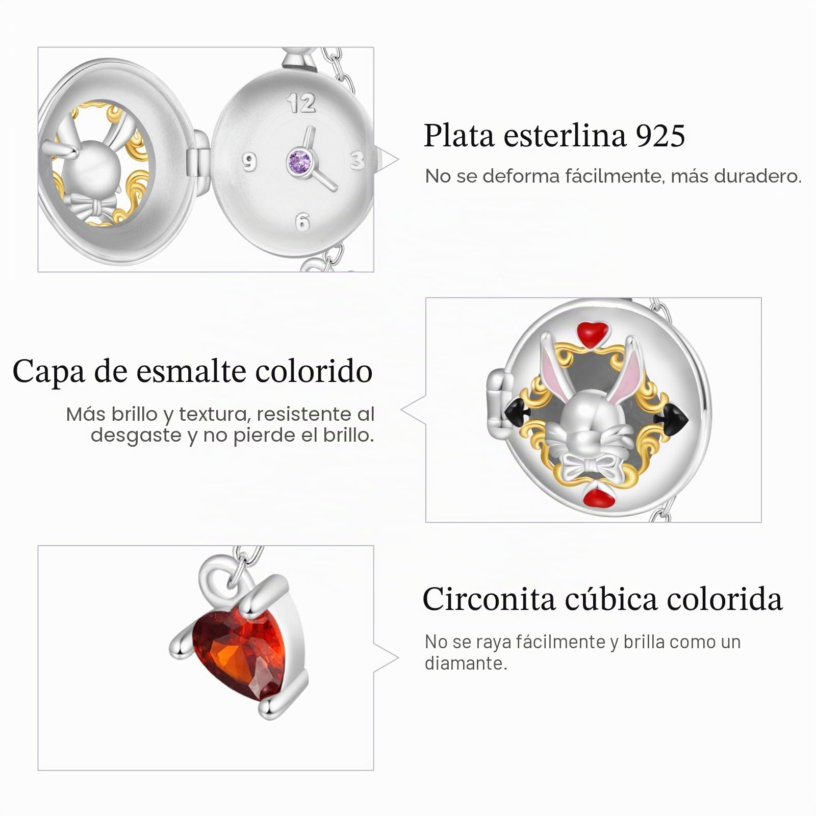 GNOCE Alicia Aventura en el País de las Maravillas Colgante Encanto Dangle, S925 Plata de Ley Charms Dangle para las Mujeres Niñas Esposa Hija, Día de San Valentín, Día de la Madre Joyas Rega