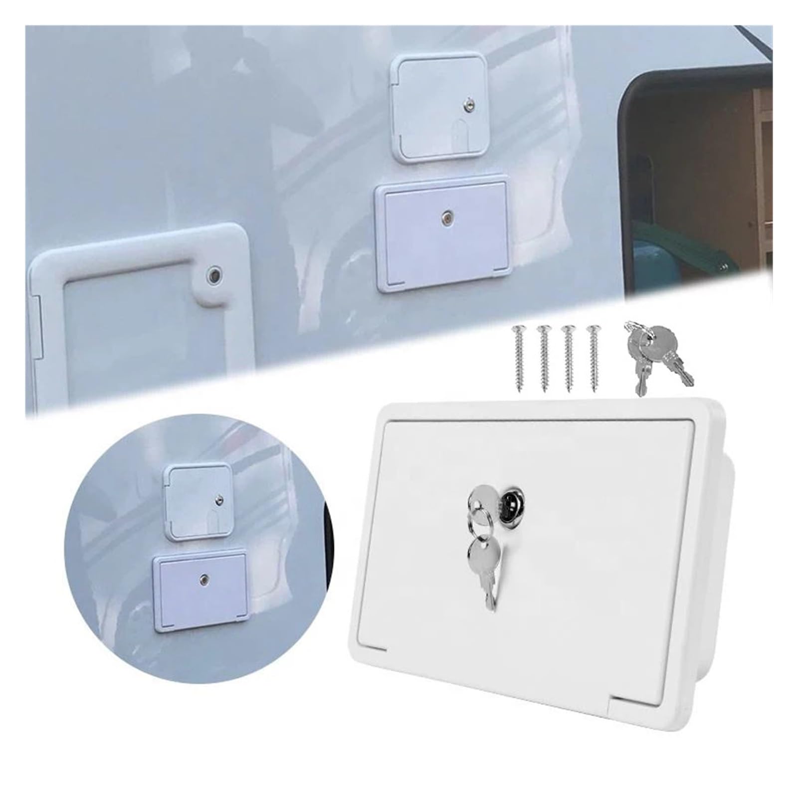 RV-Luketür, wasserdicht, weiß, UV-beständig, ABS, abschließbar, for Wohnwan, Wohnmobil, Teile, Luke, Wohnmobil, Nachrüstung, Zubehör Zubehör für Wohnmobilteile, 1005005096732863