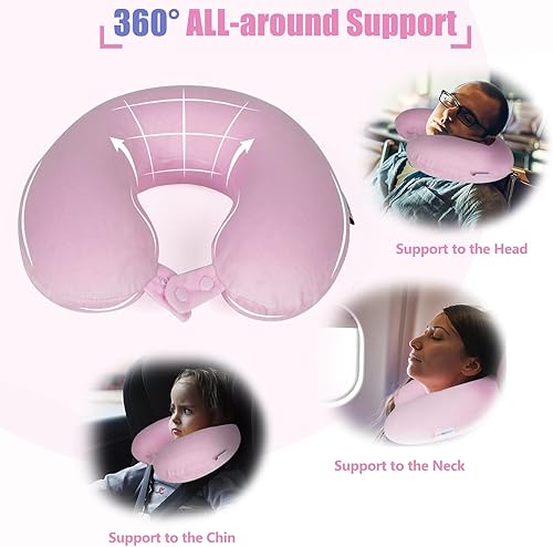 Miniatura 3 de SAIREIDER Almohada cervical de viaje 100% espuma viscoelástica, el soporte para avión evita que la cabeza se caiga hacia adelante, accesorios