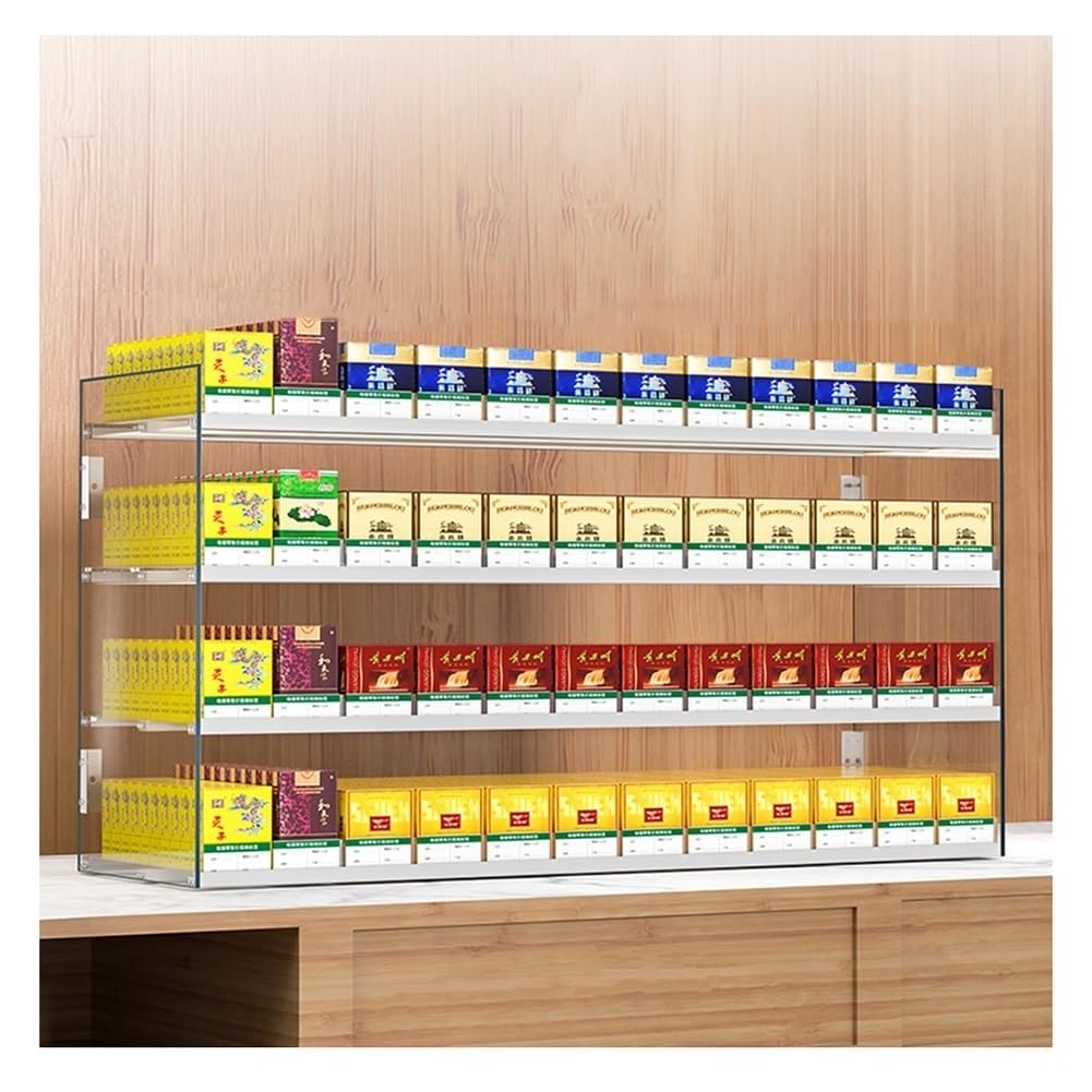 Generisch Wandmontierter Zigarettenständer, Zigarettenpräsentationshalter, rechteckiger Zigarettenetuihalter, automatischer Zigarettendrücker, Acrylbox für Marktgeschäfte (Farbe: Transparent